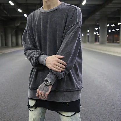 Vintage Wash Oversized Hoodie in Solid Gray