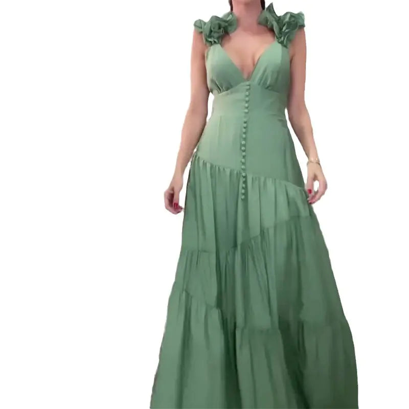 2023 Autumn New Elegant Solid Color Beach Maxi Dress