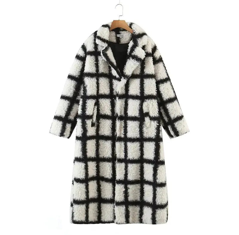Fashionable Plaid Oversized Coat for Women (Autumn/Winter)