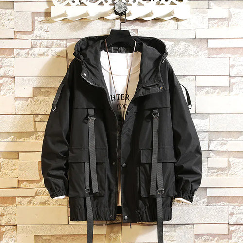 Men's Slim Fit Casual Hooded Streamer Jacket