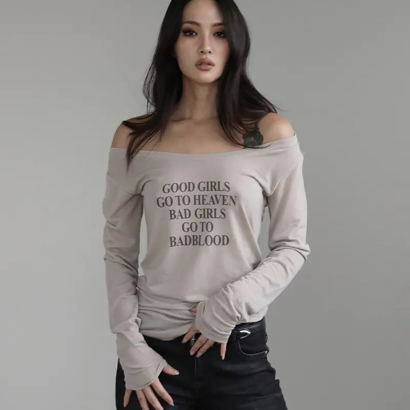 V-Neck Long Sleeve Angel Wings Hollow T-Shirt