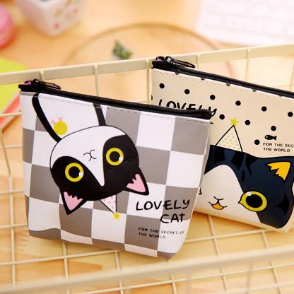 Cute Cartoon Cat PU Coin Purse and Key Storage Bag