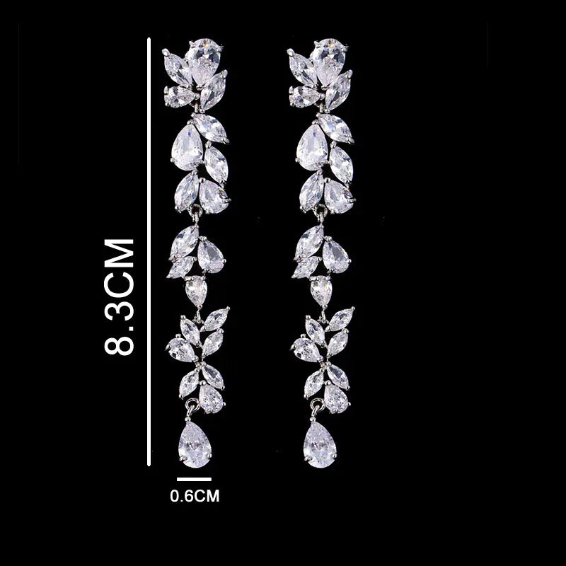 Long Zircon Ear Studs Earrings - Wholesale Gift for Women