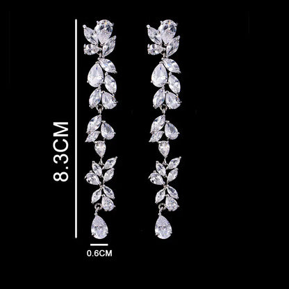 Long Zircon Ear Studs Earrings - Wholesale Gift for Women