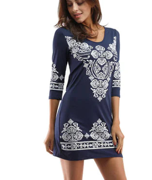 7Eaby Plus Size Stretchy Cashew Flower Dress