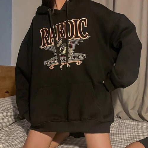 Retro Plus Velvet Padded Hooded Sweater for Women