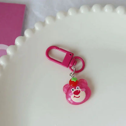 Cute Cartoon Strawberry Bear Keychain for Gifts