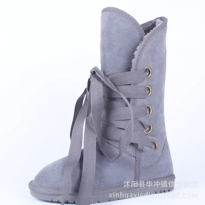 Winter High-Top Snow Boots with Bow Tie Design