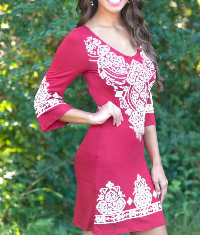 7Eaby Plus Size Stretchy Cashew Flower Dress