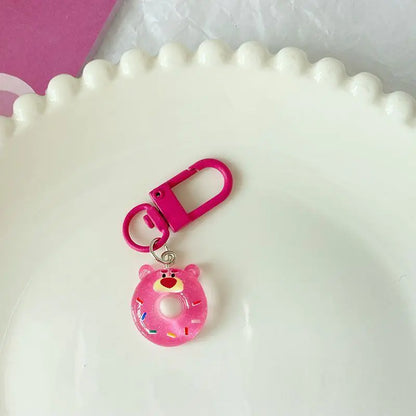 Cute Cartoon Strawberry Bear Keychain for Gifts