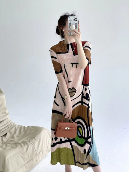 Funny Red Lips Graffiti Print T-Shirt Dress