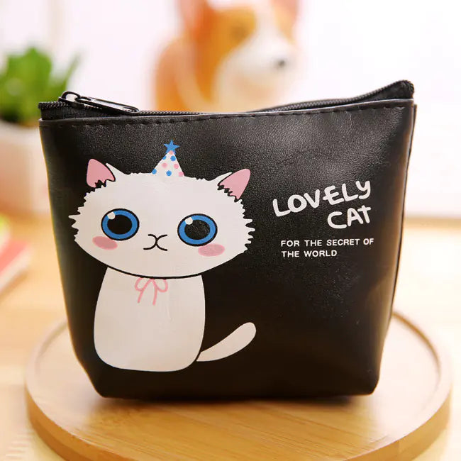 Cute Cartoon Cat PU Coin Purse and Key Storage Bag