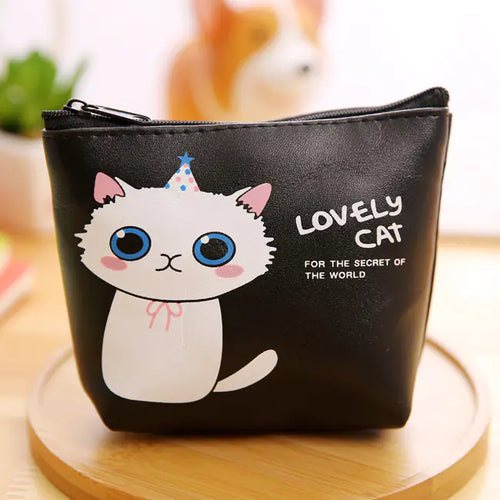 Cute Cartoon Cat PU Coin Purse and Key Storage Bag