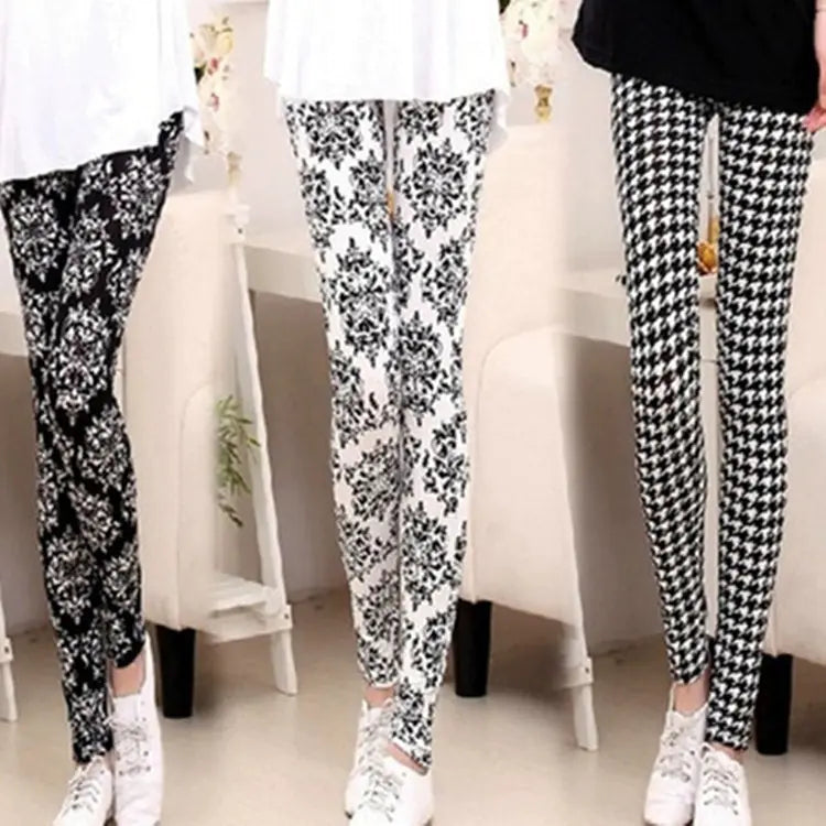 Blue and White Porcelain Milk Silk Ankle-Length Leggings
