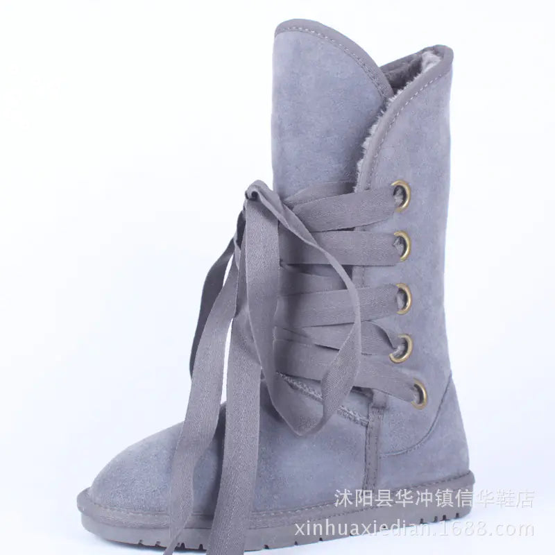 Winter High-Top Snow Boots with Bow Tie Design