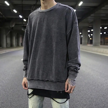 Vintage Wash Oversized Hoodie in Solid Gray