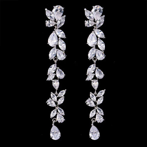 Long Zircon Ear Studs Earrings - Wholesale Gift for Women