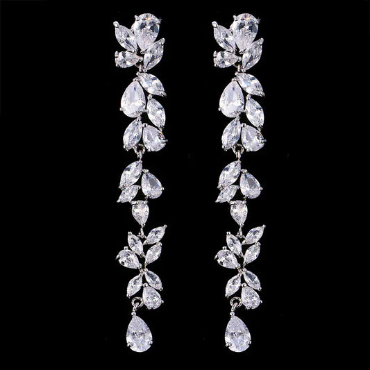 Long Zircon Ear Studs Earrings - Wholesale Gift for Women