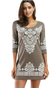 7Eaby Plus Size Stretchy Cashew Flower Dress