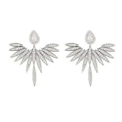 S925 Silver Angel Wing Earrings with Zirconia Accents
