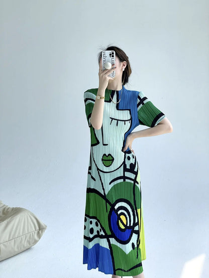 Funny Red Lips Graffiti Print T-Shirt Dress