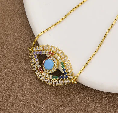 Fashionable Colorful Zirconia Bracelets with Evil Eye