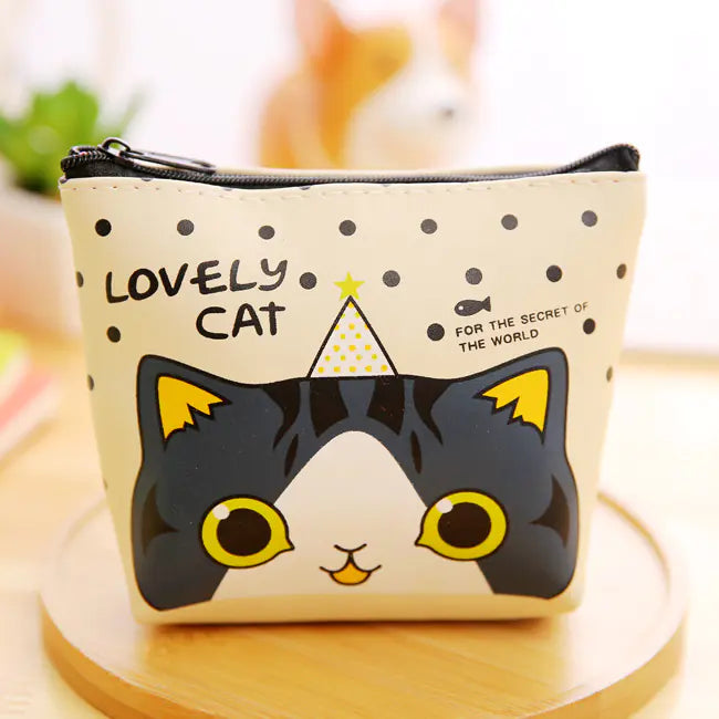 Cute Cartoon Cat PU Coin Purse and Key Storage Bag