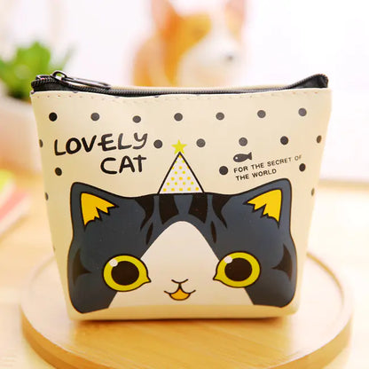 Cute Cartoon Cat PU Coin Purse and Key Storage Bag