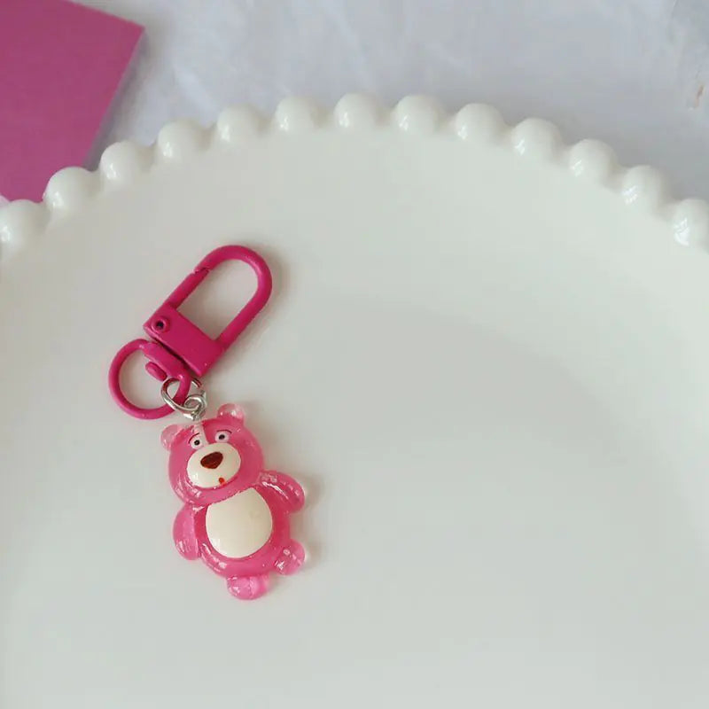 Cute Cartoon Strawberry Bear Keychain for Gifts