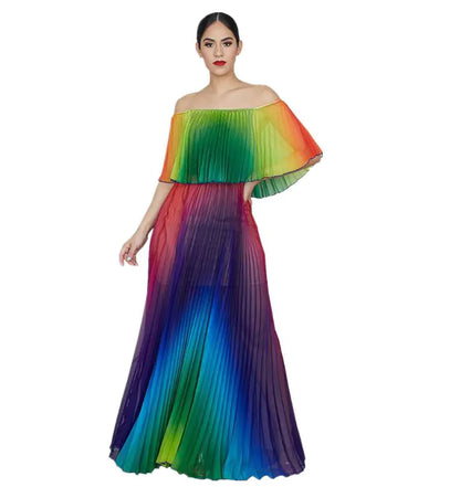 Gradient Pleated Sexy Dress