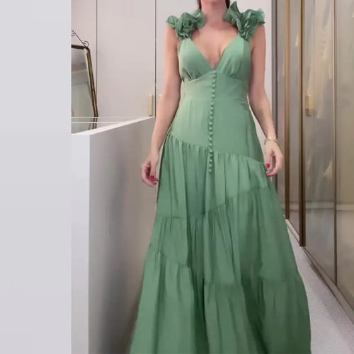 2023 Autumn New Elegant Solid Color Beach Maxi Dress