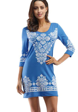 7Eaby Plus Size Stretchy Cashew Flower Dress