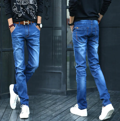 Men's Slim Fit Stretch Denim Pants for Autumn/Winter