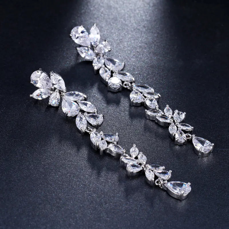 Long Zircon Ear Studs Earrings - Wholesale Gift for Women
