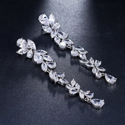 Long Zircon Ear Studs Earrings - Wholesale Gift for Women