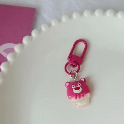 Cute Cartoon Strawberry Bear Keychain for Gifts
