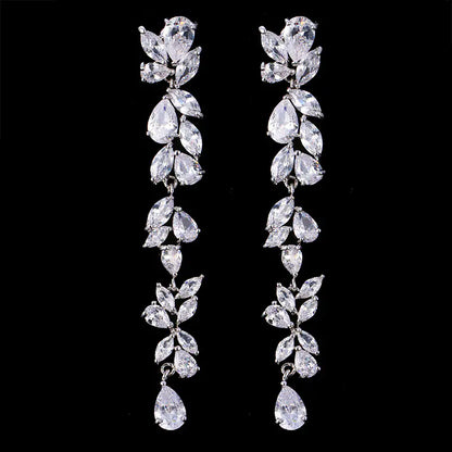 Long Zircon Ear Studs Earrings - Wholesale Gift for Women