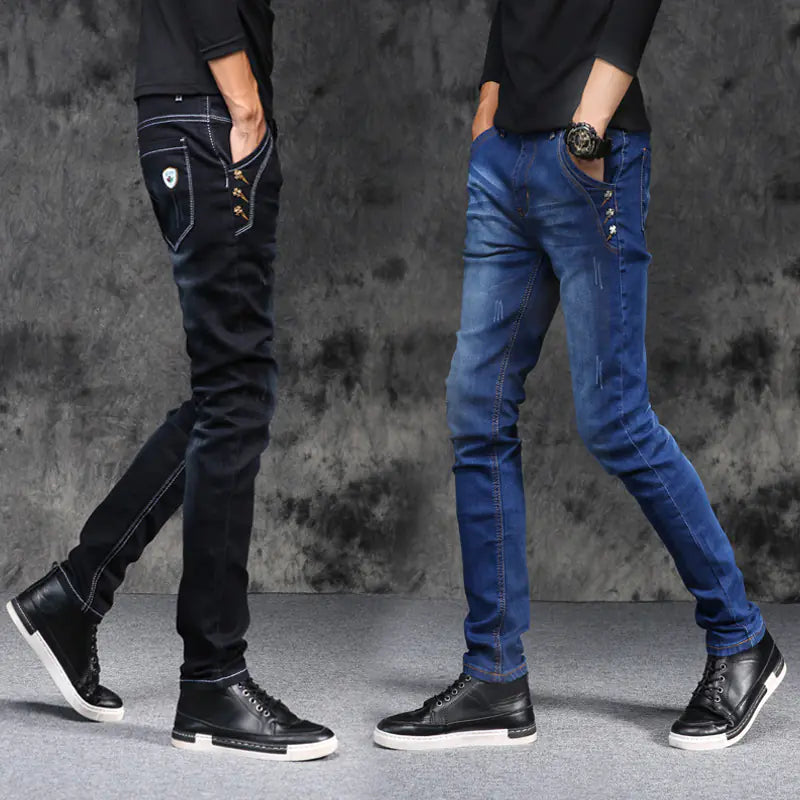 Men's Slim Fit Stretch Denim Pants for Autumn/Winter