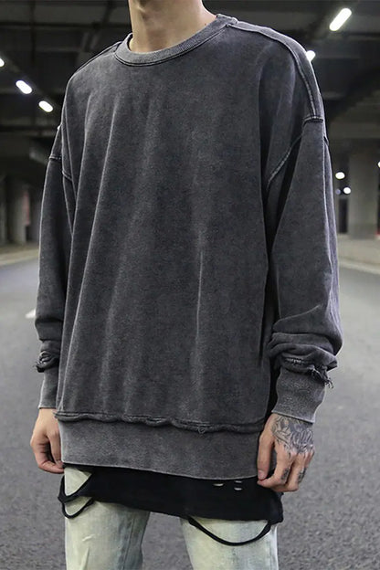 Vintage Wash Oversized Hoodie in Solid Gray