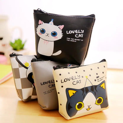 Cute Cartoon Cat PU Coin Purse and Key Storage Bag