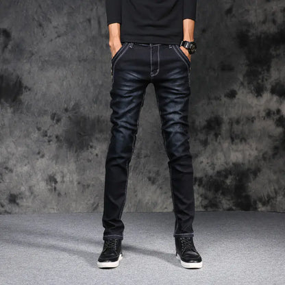 Men's Slim Fit Stretch Denim Pants for Autumn/Winter