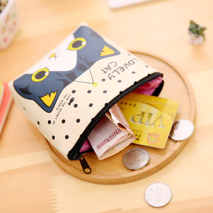 Cute Cartoon Cat PU Coin Purse and Key Storage Bag
