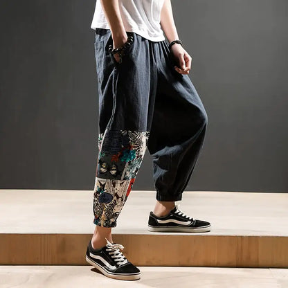 Cotton Linen Men's Casual Loose Harem Pants