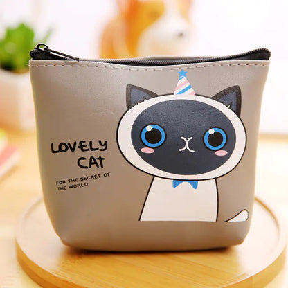 Cute Cartoon Cat PU Coin Purse and Key Storage Bag