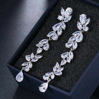 Long Zircon Ear Studs Earrings - Wholesale Gift for Women