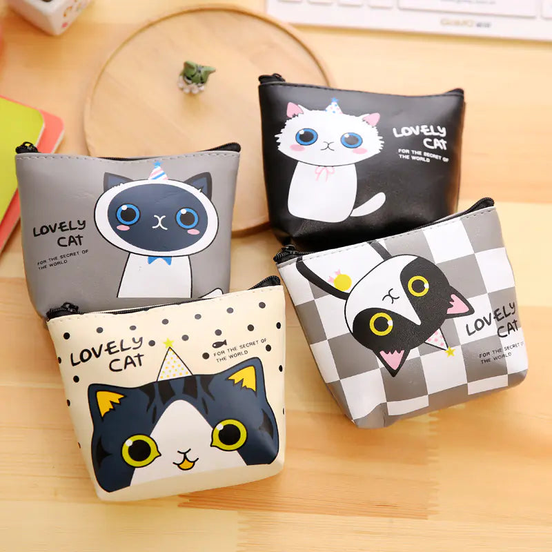 Cute Cartoon Cat PU Coin Purse and Key Storage Bag