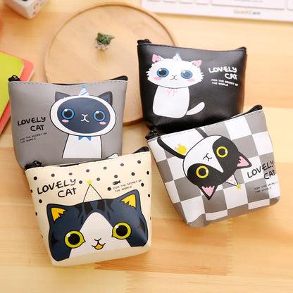 Cute Cartoon Cat PU Coin Purse and Key Storage Bag
