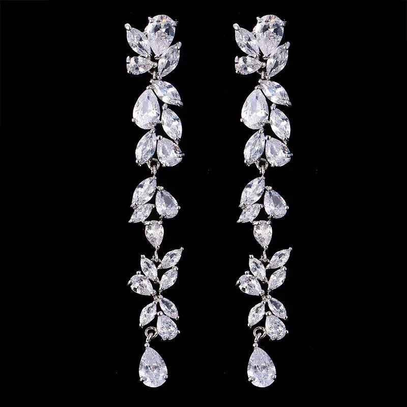 Long Zircon Ear Studs Earrings - Wholesale Gift for Women